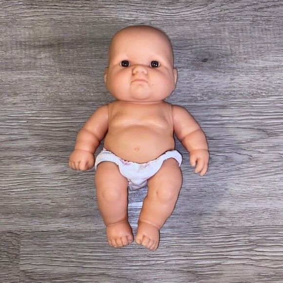 Berenguer Lots to Love 9 Inch Chubby Doll Diaper Angry Grumpy Brown Glass Eyes - Picture 1 of 5